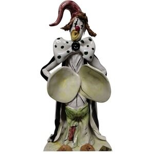 Capodimonte Italy Clown Figurine with Cymbals Whimsical Decor Music‎